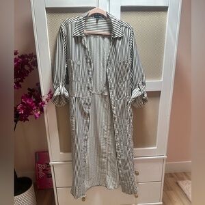 Fashion Nova Striped Black and White Shirt Dress/Duster